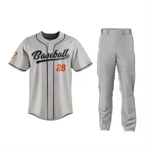 热卖棒球服便宜定制男装垒球运动衫和裤子2件套