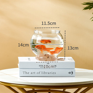 JSD Bureau Rond Globe En Verre Fish <span class=keywords><strong>Tank</strong></span> Aquarium Vase Éclairage Pompe À Oxygène Pratique Pour Un Usage Quotidien Option Économique - Product Image 2