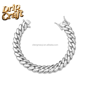 Chaîne cubaine fine en acier inoxydable 14K argent 10/12/14/16/18/20/22mm avec fermoir tête de <span class=keywords><strong>dragon</strong></span>, collier, bijoux en gros - Product Image 6