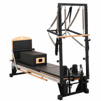 Reformer Pilates en alliage d'aluminium avec demi-tourneuse, cadre robuste et stable, résistance à ressort réglable, équipement de fitness multifonctionnel
