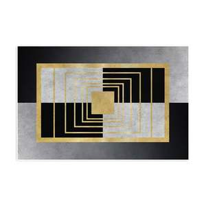 Alfombra Moderna de Diseño Geométrico Rectangular Antideslizante en Negro y Gris para Sala de Estar o Dormitorio, Cobertura Total, Estilo 2025, Diseño de Alta Gama - Product Image 3