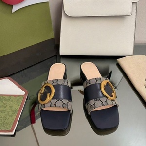 2025 Designer Women's Breathable Autumn Winter Summer Square Toe Letter Printing <b>Platform</b> <b>Wedge</b> <b>Sandals</b> - Product Image 2