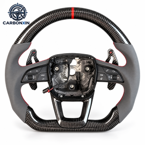 Volante de Fibra de Carbono para Audi A4 B8 B9 A3 8p A6 RS3 Q3 A1 A5 C6 C7 C7.5 C8 B6 B7 B8.5 8v RS5 RS6 RS7 S5 S6 S7 A7 A8 D3 A6 - Product Image 1
