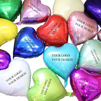 Ballon publicitaire gonflable en forme de cœur de 18 pouces, réutilisable, en feuille de Mylar, avec impression de logo personnalisée en une ou deux couleurs, 100 pièces