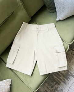 Men's Checkered Bermuda Shorts Mid Waist Button Fly Casual Style <b>White</b> with Black Grid Pattern Breathable Woven Fabric - Product Image 3
