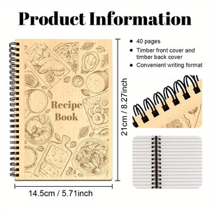 Élégant 1pc Grand Organisateur de Journal de Cuisine 5.71x8.27in Brun Spirale Design Parfait Cookbook-like pour Anniversaire Bloc-Notes - Product Image 5