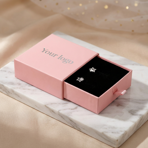 Boîte d'emballage <span class=keywords><strong>de</strong></span> bijoux en carton rigide avec logo personnalisé <span class=keywords><strong>de</strong></span> luxe, à glissière, pour collier, boucles d'oreilles, bague, bracelet - Product Image 1
