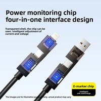 Câble de données pour téléphone portable tout-en-un transparent 240W, diffuseur d'arômes, charge rapide, compatible avec USB-C