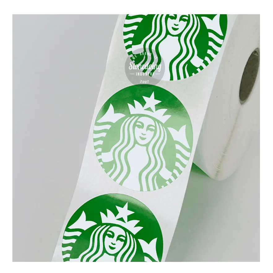 Prezzo all'ingrosso personalizzato Logo privato autoadesivo lamina d'oro adesivo in vinile impermeabile adesivi per etichette in rotolo di carta adesiva per l'imballaggio