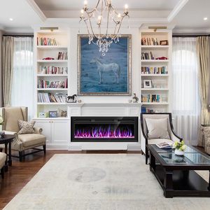 <span class=keywords><strong>Cheminée</strong></span> Électrique Économique 1500W avec Ensemble de Cristaux et Bûches, Chauffage Décoratif pour Salon - Product Image 3