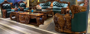 ชุดโซฟาห้องนั่งเล่นหนังสไตล์โบราณเฟอร์นิเจอร์หรูหราทำจากไม้มะเกลือ - Product Image 6