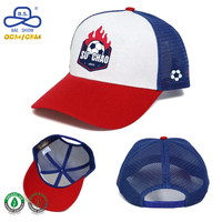 Gorra de Béisbol Personalizada OEM ODM con Logotipo de Llama de Fútbol de 3 Tonos (Rojo, Blanco, Azul) para Actividades al Aire Libre, para Fanáticos del Deporte, Estilo Casual
