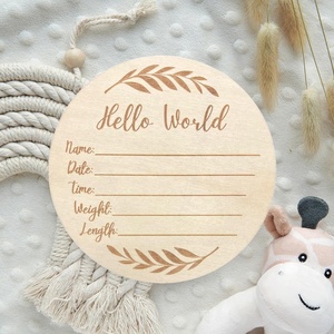 Signe d'annonce <span class=keywords><strong>de</strong></span> bébé en bois pour nouveau-né grand 6 pouces Hello World nouveau-né nom signe pour annonce <span class=keywords><strong>de</strong></span> naissance d'hôpital - Product Image 6