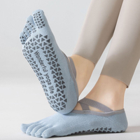 Calcetines de Yoga y Pilates Jstar de Corte Bajo con Cinco Dedos y Diseño de Tiras Cruzadas, con Dedos Expuestos, de Algodón, Unisex, Cómodos y Portátiles