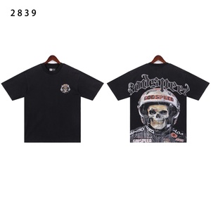 Nuova T-shirt Vintage con Stampa Teschio Retrò in Puro Cotone a Maniche Corte Casual Larga Traspirante Estiva Tendenza Godspeed per Celebrità del Web - Product Image 4