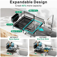 Égouttoir à vaisselle extensible, réglable et amovible, grand porte-gobelet pour la cuisine, plaque collante antirouille, organisateur de cuisine