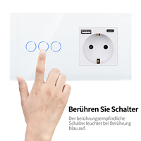 Bingoelec-Interruptor táctil de 3 entradas y 1 vía, enchufe alemán con USB A + C, 18W, carga rápida para el hogar