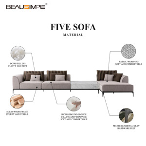 Divano componibile moderno minimalista per soggiorno interno, divano modulare quadrato con chaise longue angolare - Product Image 4