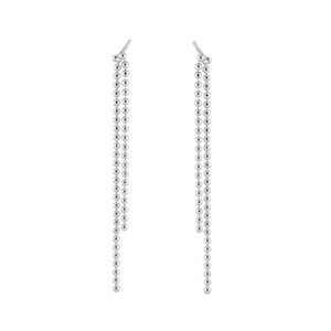 Boucles d'oreilles pendantes ROXI simples en argent sterling S925 avec chaîne à longues pampilles et clous en or 18 carats - Product Image 2