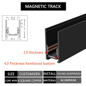 <span class=keywords><strong>Rail</strong></span> de lumière <span class=keywords><strong>magnétique</strong></span> à prix d'usine, <span class=keywords><strong>rail</strong></span> de lumière <span class=keywords><strong>magnétique</strong></span> encastré, DC 48V, aluminium - Product Image 2