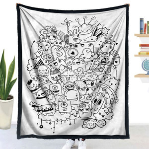 Couverture à colorier en velours double couche avec motif de <span class=keywords><strong>dessin</strong></span> animé <span class=keywords><strong>anime</strong></span> en fourrure d'agneau, à personnaliser soi-même, cadeau de vacances - Product Image 4