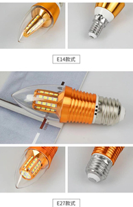 Bombilla LED Tipo Vela, Base E27, SMD2835, 2700K, Blanco Cálido Suave, PC, Forma B12, CA 220V, Certificación CE, 50000H de Vida Útil, CRI80, 2 Años de Garantía - Product Image 2
