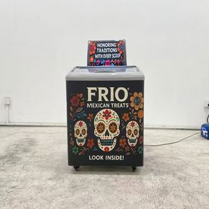 Congelador de helados con puerta corrediza de vidrio templado curvo para heladería, fabricado en China - Product Image 1