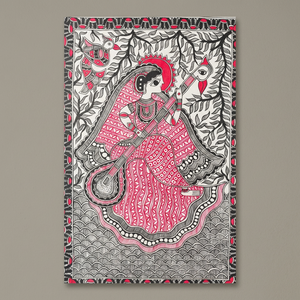 Vibrante Pintura en Lienzo 3D de Arte Folclórico Mithila, Auténtica Artesanía de Jharkand para Decoración del Hogar 1360 - Product Image 6