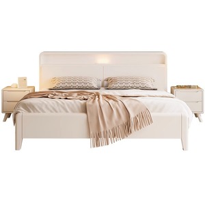 <b>White</b> Solid Wood <b>Storage</b> <b>Bed</b> 1.5M Single <b>Bed</b> <b>Frame</b> Lighted Headboard Bedroom Furniture - Product Image 4