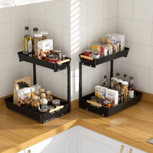 Organisateur <span class=keywords><strong>sous</strong></span> évier Organisateur double coulissant Organisateur d'évier de cuisine polyvalent pour cuisine salle de bain bureau <span class=keywords><strong>rangement</strong></span> de bureau - Product Image 3