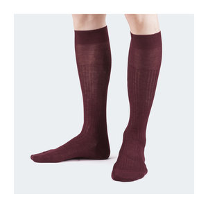 Calcetines italianos de algodón 100% hasta la rodilla Calcetines largos elegantes de diferentes colores para hombres con logotipo tejido Blanco y marrón-Suministro ODM - Product Image 2