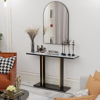 Tables consoles d'entrée en marbre moderne en gros de Chine avec miroirs décoratifs assortis pour hôtel, maison, salon, chambre à coucher