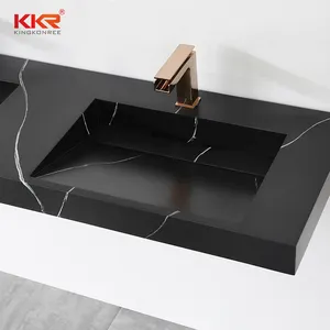 Lavabo in marmo bianco nero lavabo in superficie solida acrilica nell'armadio