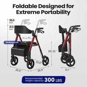 Andador Plegable Ergonómico para Adultos Mayores con Asiento y Respaldo, Caminador Ajustable con Ruedas - Product Image 2