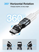 Adaptador Magnético USB C de 9 Pines 540 °   Adaptador USB C Compatible con Carga Rápida PD de 240W 5A y Transferencia de Datos, para MacBook/Laptop/Tablet