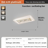 Ventilateur de plafond moderne en acrylique avec moteur AC, lumière LED, télécommande, 6 vitesses, tricolore, pour chambre à coucher (vente en gros)