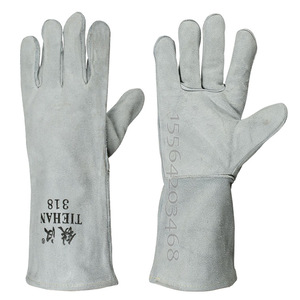 Guantes de soldadura de piel de vaca de doble capa Iron Man 318, largos, con forro de cuero completo, para construcción y soldadura eléctrica - Product Image 2