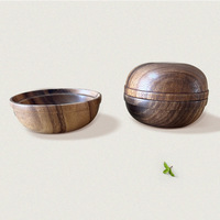GuanSen Ensemble de bols en bois d'acacia de style japonais coréen avec couvercle Boîte à collation au lait mongol Couvercle de bol en bois élégant