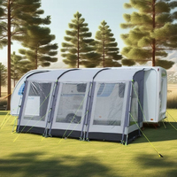 Auvent de caravane Rally 390 cm, automatique, avec poteau en aluminium, imperméable, résistant aux UV, polyester quatre saisons, ouverture rapide, côté voiture