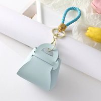 Petit porte-monnaie en cuir PU, mini portefeuille, pochette à monnaie, sac de rangement pour écouteurs avec sangle en corde tressée, breloque de sac pour femme, vente en gros