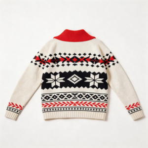 Cárdigan de punto Fair Isle para <span class=keywords><strong>hombre</strong></span> - Cuello chal, diseño de copo de nieve, cierre de <span class=keywords><strong>botones</strong></span>, suéter de invierno acogedor y personalizable - Product Image 1