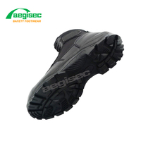 AEGISEC sepatu bot keselamatan kulit sapi, sepatu bot taktis keselamatan tempur tahan minyak bahan kulit sapi hitam