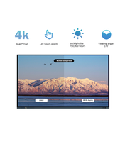 Pizarra Interactiva Inteligente con Pantalla Táctil Infrarroja 4K UHD de 65/75 Pulgadas, Panel Plano Todo en Uno con PC para Escuela y Enseñanza