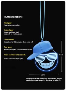 Lampe LED suspendue pour voiture, pendentif lumineux mignon en forme de casquette, accessoire de décoration intérieure - Product Image 4
