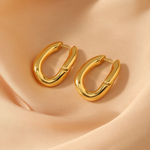 14 K Gold Hoop Korean <strong>Earrings</strong> Jewelry Women Low Price Non Tarnish Gift <strong>Horse</strong> <strong>Shoe</strong> <strong>Earring</strong> Oval U Huggie <strong>Earrings</strong> - Product Image 5