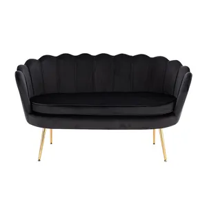 Preiswert 2-Sitzer kommerzielles Produkt nordischer Stil modernes Sofa mit goldenen Beinen aus Samtschalen