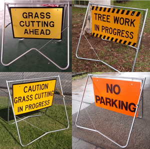 لوح ألومنيوم للعمل على الطريق باللون الأصفر ، علامة حامل مؤقت للتحكم في الأرجوحة مع عاكس - Product Image 2