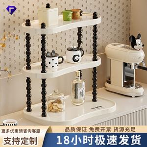 Cosmetic Storage Organizer Desktop Makeup Holder Plastic Two Tier With <b>Black</b> Beaded Legs For Skincare And Perfume - Product Image 5