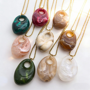 Collar Irregular de Moda Europea y Americana, Colgante de <span class=keywords><strong>Piedra</strong></span> Natural en Forma de Gota de Agua, Joyería, Collar de Cadena Trenzada de Acero Inoxidable, Regalo - Product Image 3