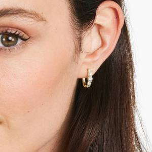 Elegant 925 Sterling Silver Gold Plated Moissanite Hoop <b>Earrings</b> Brilliant Luxury Fashion <b>Fine</b> Jewelry Modern Collection - Product Image 3